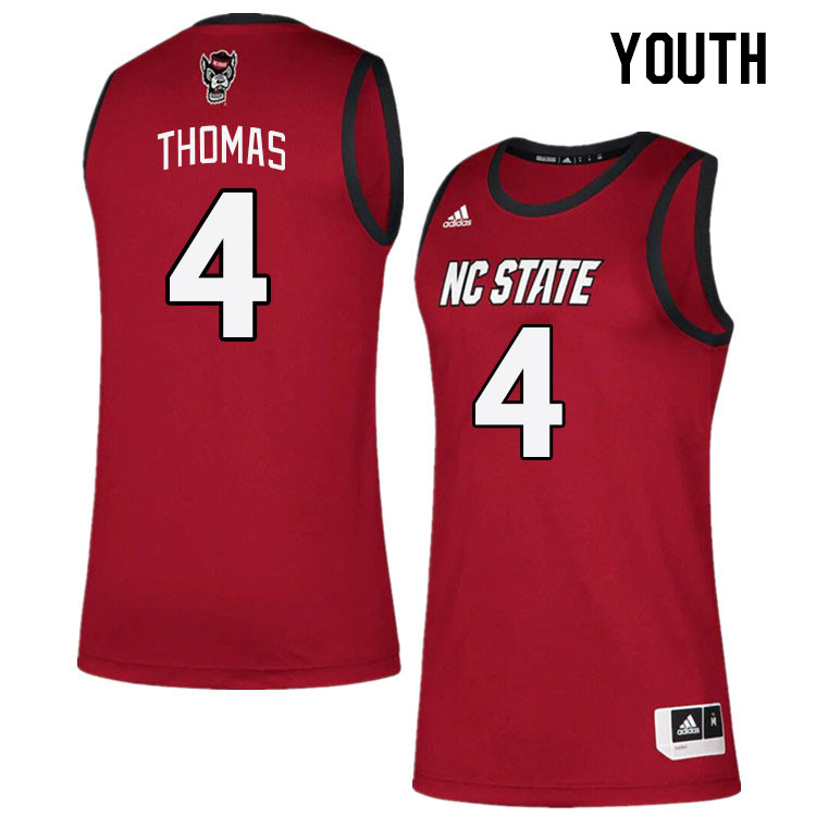 Youth #4 LJ Thomas NC State Wolfpack College Basketball Jerseys Stitched Sale-Red